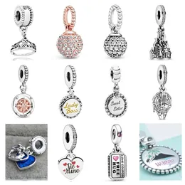 925 Sterling Silver Bracelet Charms Heart Love pendant Angel Wings Original Jewelry Fit charms DIY Gift