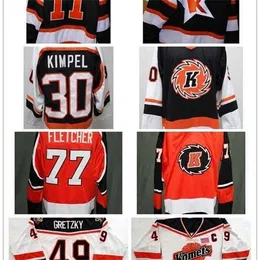 CEUF تخصيص ECHL Fort Wayne Komets Mens Kids 49 Brent Gretzky 30 Kimpel 100 ٪ تطريز الهوكي القميص الرخيصة المقطوعة