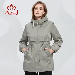 Astrid Womens Trençkot Kadın Ceket Büyük Boyu Kapüşonlu Rüzgar Derbazı Sıradan Palto Kadın Dış Giyim Bahar AS10157 220804