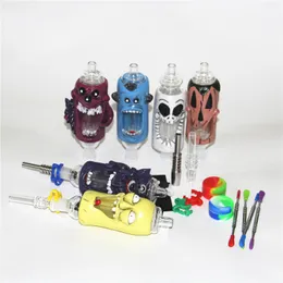 narghilè Kit di vetro per nettare con punte al quarzo Olio di paglia Dab Rigs Kit di colori inebrianti NC Pipa da fumo tampone in silicone