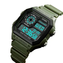 SKMEI Orologio Digitale Uomo Sportivo Militare - LED, Cronometro, Sveglia, Impermeabile 5ATM - Cinturino In PU Morbido - Regalo Per Lui