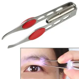 Sublimation Hand Tools With LED Lamp Clip Eyebrow Tweezers Makeup Beauty Tools Hair Removal Clamp Mini Light Delicate Trimming Wholesale