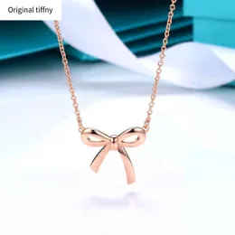 Bow Pendant Necklace S925 Sterling Silver Wimen Necklace Light Luxury Design Necklace High-end Valentine's Day Birthday Gift G220722