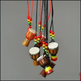 Pendant Necklaces Mini Jambe Drummer For Sale Djembe Percussion Musical Instrument Necklace African Hand Drum Jewelry Ac Dhgirlsshop Dhhy9