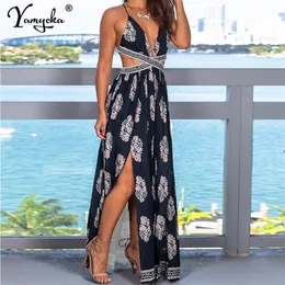 Sexy backless slip vintage print maxi corset summer dress evening prom long dresses for women 2022 party beach casual boho dress 220507