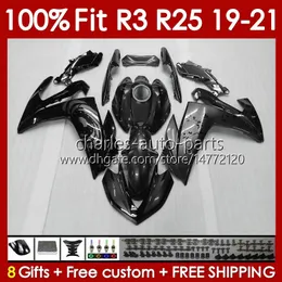 Kit de carrosserie OEM pour YAMAHA YZF-R3 YZFR25 YZF-R25 YZFR3 19-21 Carrosserie 141No.173 100% Fit YZF R 3 25 R3 R25 19 20 21 Cadre R-25 2019 2020 2021 Moulage par injection Carénage gris argenté