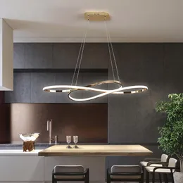 Anhängerlampen moderne LED -Lampe für Esszimmer Küche Wohnhorizontales Suspension Design Mode Chrom Gold Kronleuchter Leuchtanbieter