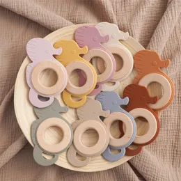 Kawaii Baby Toys Teether Sea Horse Rings Wood Rings Food Teether Teether Pendant Bendant Toys Assories Baby 220815