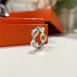 Design nose ring letter rings love 925 sterling silver plated 18k gold glossy Original Velvet Bag