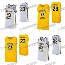 Thr 23 Fred Vanvleet Ita State Shockers College Basketball Jersey Fred Vanvleet White Yellow Basketball Jerseys