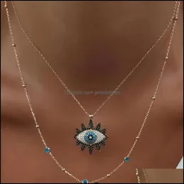 Kolye Kolye kolye takı mücevher vintage boho tarzı Avusturya Kristal Mavi Kötü Göz Akımlı Kolye Kadınlar için 18K Altın P dsf
