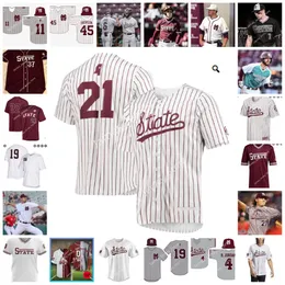 Maglia da baseball NCAA Mississippi State Bulldogs 33 Brad Cumbest 35 Preston Johnson 36 Brayland Skinner 38 Bryce Chance 39 Mikey Tepper Bradley Wilson Lane Forsythe