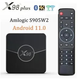 X98 Plus Smart TV Box Android 11 4GB RAM 64GB 32GB Amlogic S905W2 2.4G / 5G DUBLE WIFI BT 4K 60FPS LAN 100M SET TOP BOX 2GB 16GB
