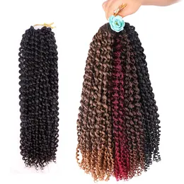 Passion Twist Hair Wrochet Braids Syntetisk vattenvåg för gudinna Locs Curly flätande hårförlängningar ombre blondin 22 strängar