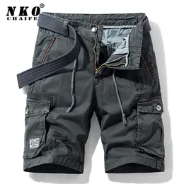 CHAIFENKO Sommer Baumwolle Cargo-Shorts Männer Casual Multi-Tasche Military Hosen Lose Arbeit Armee Taktische 220325