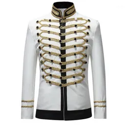 Oeak 2022 Vintage Blazers Retro Steampunk Gothic Suit Jackets Prince Stage Costume For Party Mens Black White Luxury Coat