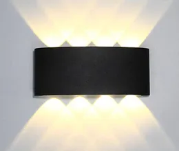 LED Wall Lamp Black White IP65 utomhusvattentäta trädgårdslampor Aluminium AC86-265V sovrum trappa inomhusbelysning