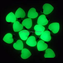 Charms Fashion Love Heart Green Luminous Glow Light Stone Pendants For Necklace Jewelry Making Drop Delivery 2021 Findings Co Yydhhome Dh53Z