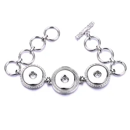 Moda 18mm Snap Button Button Charm Bracelet Silver Gold Link Chain Três botões de Snaps Bracelets Jóias para homens homens