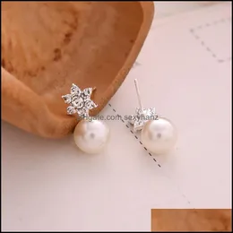 Stud Pretty Pearls Pendientes Venta al por mayor Channel Crystal Pendiente Joyería de boda Mujeres Declaración Drop Delivery 2021 Sexyhanz Dhbxn
