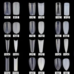 FALSE NAILS 10BAGS 500st/väska Partihandel Vit/Clear Full/Half Cover Akryl Ballet Coffin Franska Long/Short Nail Tips Tryck på Nailsfalse