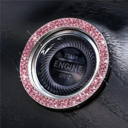 Interiördekorationer 1PC Crystal Rhinestone Car Emblem Sticker Ring Auto Start Stop Engine Tändknapp Knapp Knappar Bling DecorationInter