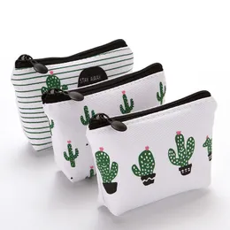 Lovely Girls Coin Purse Children Small Canvas Wallet Cute Green Cactus Printed Kid Money Bag 3 Styles