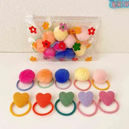 2/10 PCS Baby Girl Милые волосы шар для волос Цветочные лук Screunchies резиновые полосы детей Прекрасные эластичные волосы полоса для волос для волос аксессуары для волос подарок AA220323