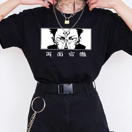 Jujutsu kaisen sukuna ögon kvinnor anime t shirt sommar rund hals y2k rolig polyester manga t-shirt grafisk streetwear