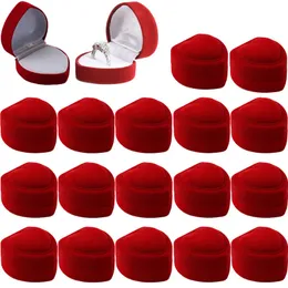 Red Velvet Heart Ring Box Pudełka Biżuteria Pokaz pudełka prezentowe Wedding Romantyczne organizator zaręczynowy obudowa hurtowa