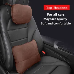 2PCS Maybach Design S Class Ultra Soft Natrual Car Headrest Neck Seat Cushion Headresカバー腰部サポートセットウエストピローH220428