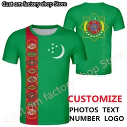 TURKMENISTAN maglietta nome personalizzato gratuito numero tkm T Shirt nazione bandiera tm kirghizi turkmeno paese stampa fai da te p o testo vestiti 220620gx
