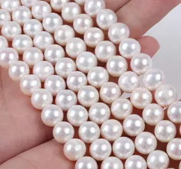 Perle bianche d'acqua dolce naturali pure al 100% 9-10mm Perla quasi rotonda semilavorata per collana braccialetto fai da te