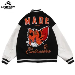 Lindsey Seader Embroidery Cartton Baseball Jacket Man Autumn Winter Mensカジュアルジャケットファッションコートトレンドオーバーコート201127