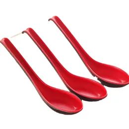 Spoons wholesale Red Black Color Home Flatware Japanese Plastic Bowl Soup Porridge Spoon Hot