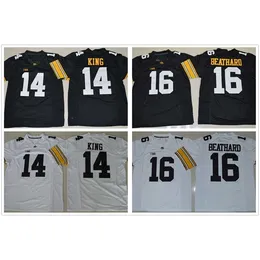XFLSP Custom Iowa Hawkeyes 14 Desmond King 16 C.J Urzędu Football College Szyte Jersey University of Uniform White Black