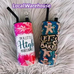 Local Warehouse DIY 15oz/20oz Smoking Tumblers Sublimation White Shisha Straight Stainless Steel Double Wall mit Glasschüssel und Schraubdeckeln Z11