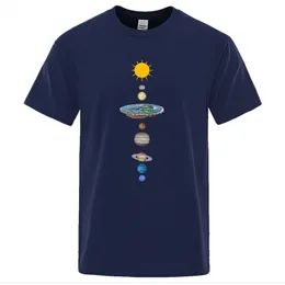 우주 태양계 행성 인쇄 인쇄 맨 TSHIRT 대형 느슨한 의류 일반 소매 T 셔츠 남성 패션 캐주얼 티 셔츠 220526