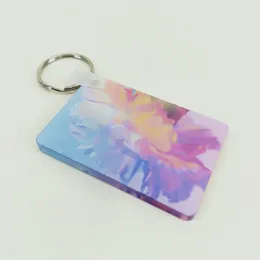 Sublimering Acrylic Keychain Blanks Pendants Rensa tryckta värmeöverföringsrektangel Keyring Ornaments