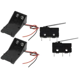 Switch Pcs 9V Batteries Battery Case Holder With Wire Leads & 2 Mini Limit Long Lever Arm SPDT Snap ActionSwitch