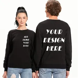 Custom Print Men Women Solid Color Chinese Size 4XL Sweatshirts 100 Pure Cotton Long Sleeve Pullover Couples Streetwear 220722