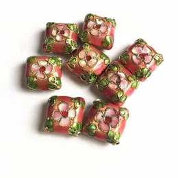 10pcs Cloisonne Filigree Flower Square Beads Wholesale DIY Jewelry Making Supplier Enameling Accessories Copper Special Shape Beaded