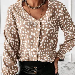 Women's Blouse Fashion Spring And Autumn V-neck Long Sleeve Polka Dot Casual Office Ladies Tops Blouses & Shirts