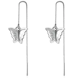 Dangle żyrandol Utimtree moda sześcienna cyrkonia motyl kropli kolczyki dla kobiet długie frędzle impreza biżuteria ślubna