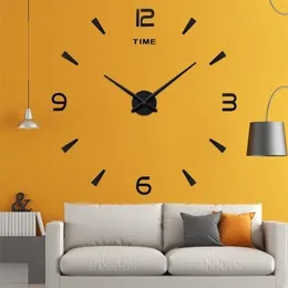 Zegar ścienny kwarc zegarek reloj de pared nowoczesny design duże dekoracyjne zegary Europa akrylowe naklejki salon Klok 210325