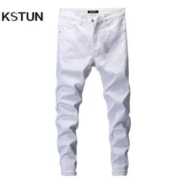 Jeans skinny Uomo Solid White Mens Jeans Brand Stretch Casual Uomo Fashioins Denim Pantaloni Casual Yong Boy Studenti Pantaloni Taglia 42 201123