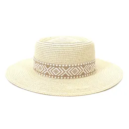 Летние шляпы для женщин модная леди лента Bow Beach Sun Sun State Flat Panama козырька соломенная шляпа кость Feminino