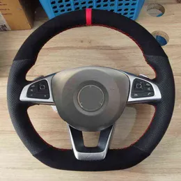 Cardak Diy Customized Car Steering Wheel Cover For MercedesBenz C200 C250 C300 B250 B260 A200 A250 Sport CLA220 Black Leather J220808