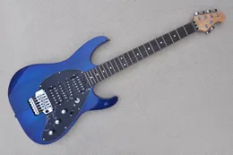 Factory Custom Blue Electric Guitar with Ash Body Maple Fretboard Black Pickguard Double Rock Bridge chrome hardwares can be Customized