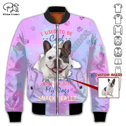 PLstar Cosmos Bulldog francese Bomber di volo stampato in 3D Giacche Cappotto Tuta invernale Spessa oversize Casual Manica lunga stile F27 220704